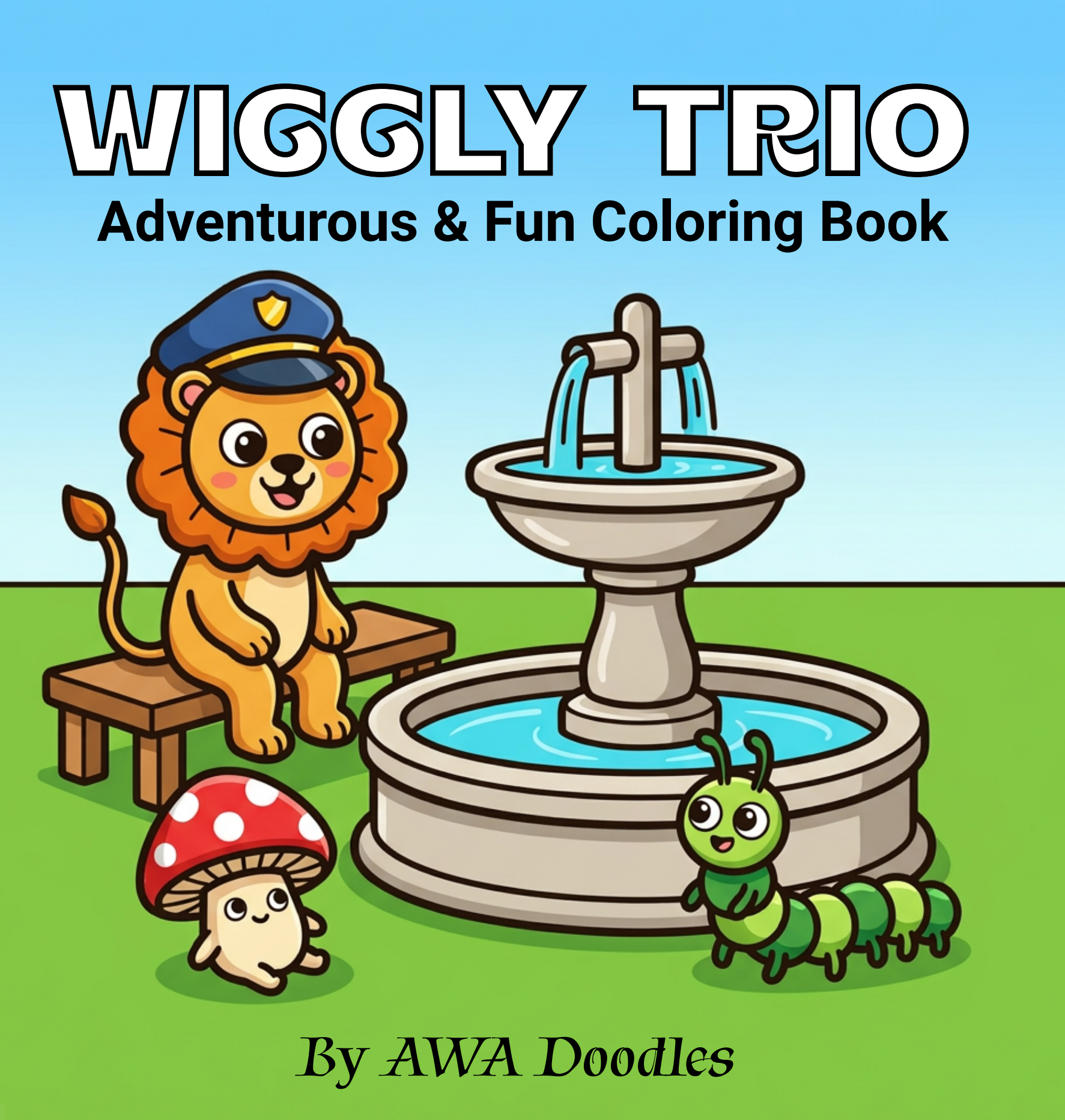 Wiggly Trio — Adventurous & Fun Coloring Book cover by AWA Doodles